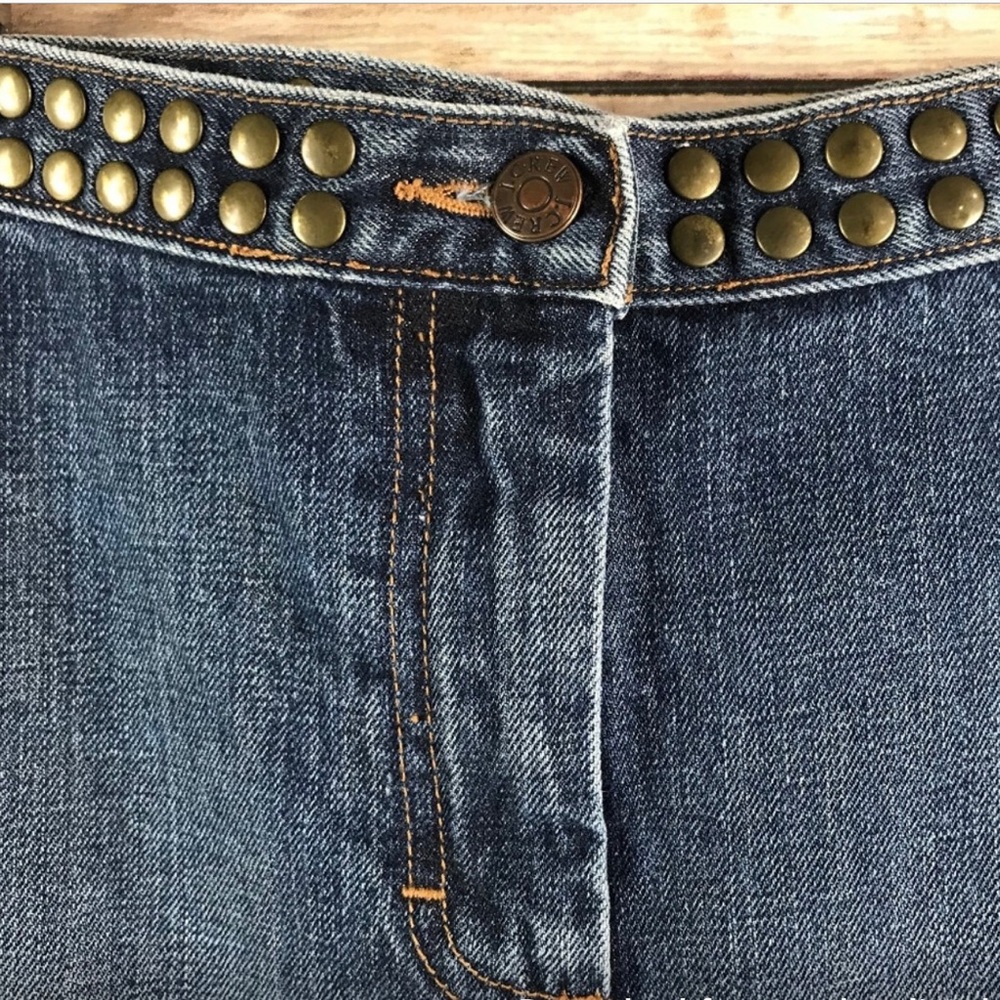 J Crew Denim Pencil Skirt with Studded Waist -6